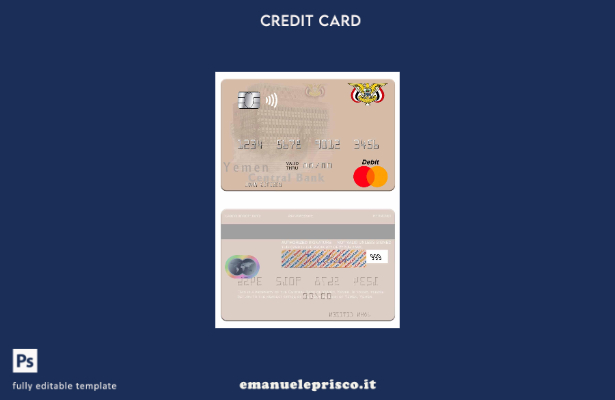 modello mastercard della Banca Centrale dello Yemen in stile verificato